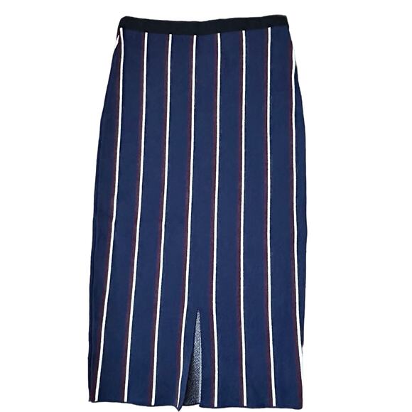 Rachel Roy Pencil Skirt Midi Skirt High-Rise Striped Navy Blue Red Size XS NWOT - Picture 3 of 12